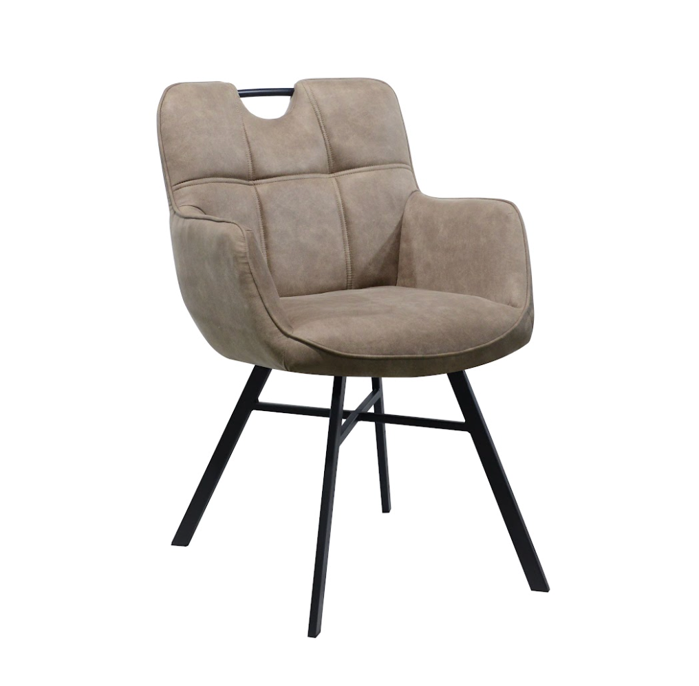 Eetkamerstoel Verona - Brace 35  Taupe - Microstof / Eetkamerstoel met armleuning