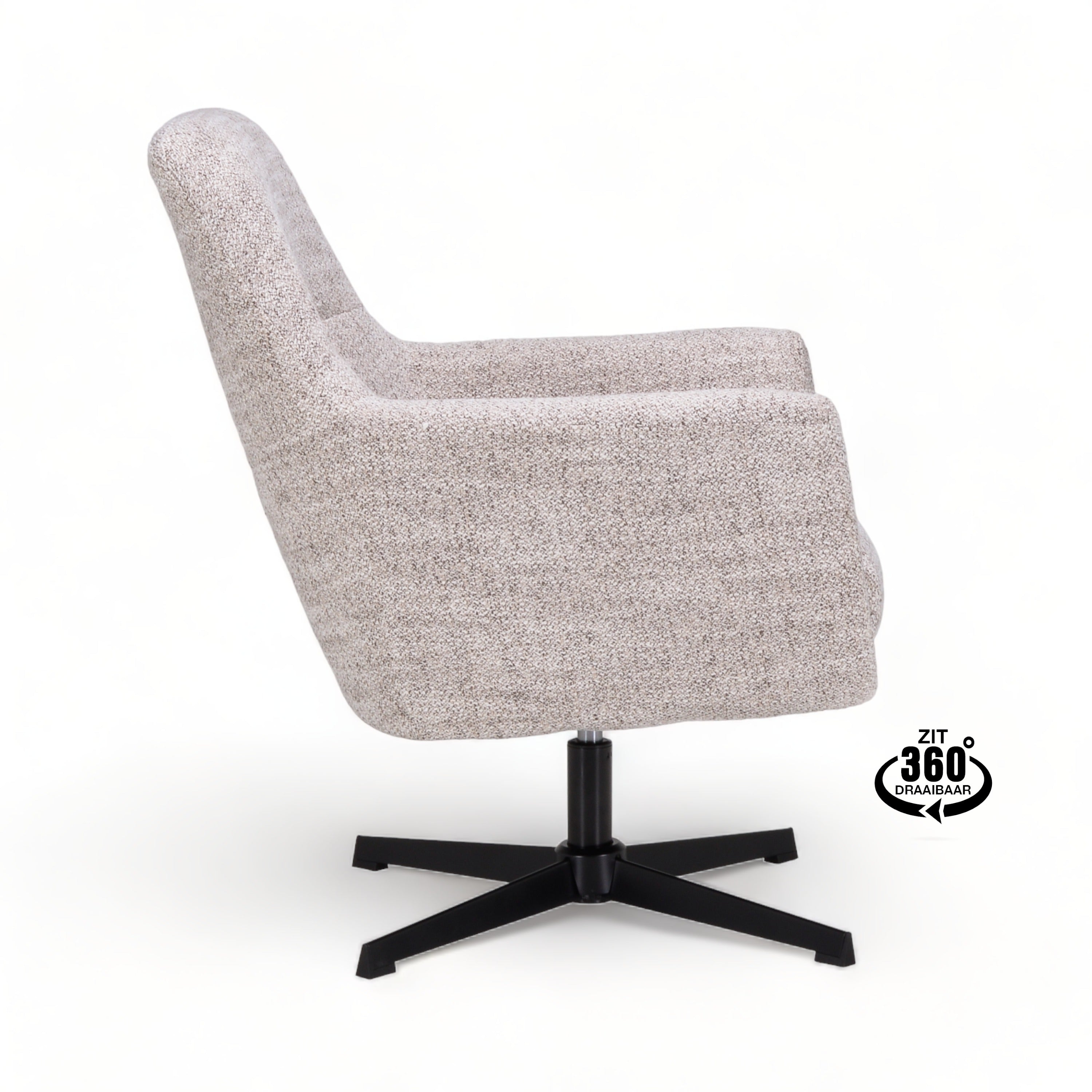Fauteuil Skye Stof Oasis Shell Draaivoet Zwart