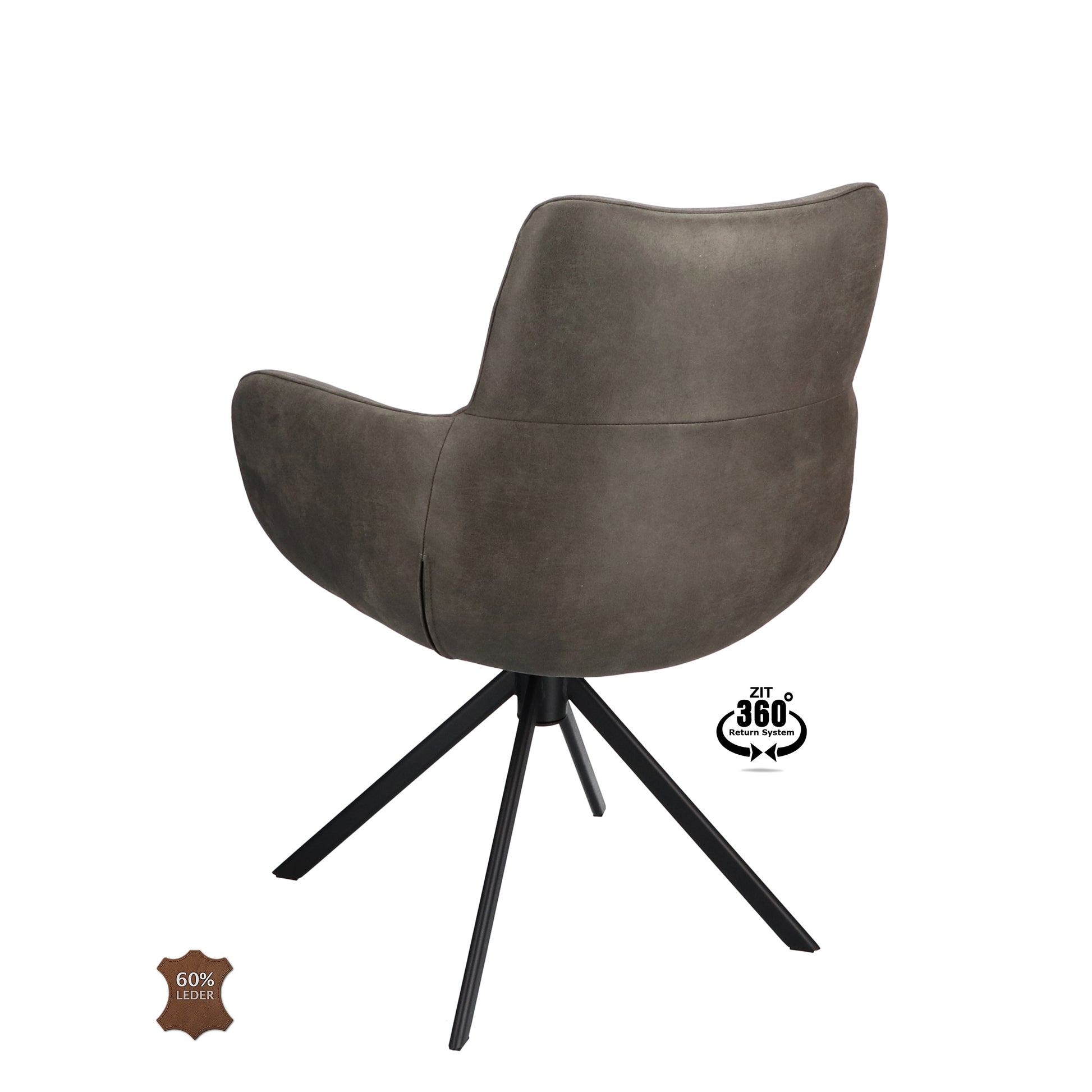 Armstoel Soho Microleder Bull Graphite Leg Black 360° Return-system