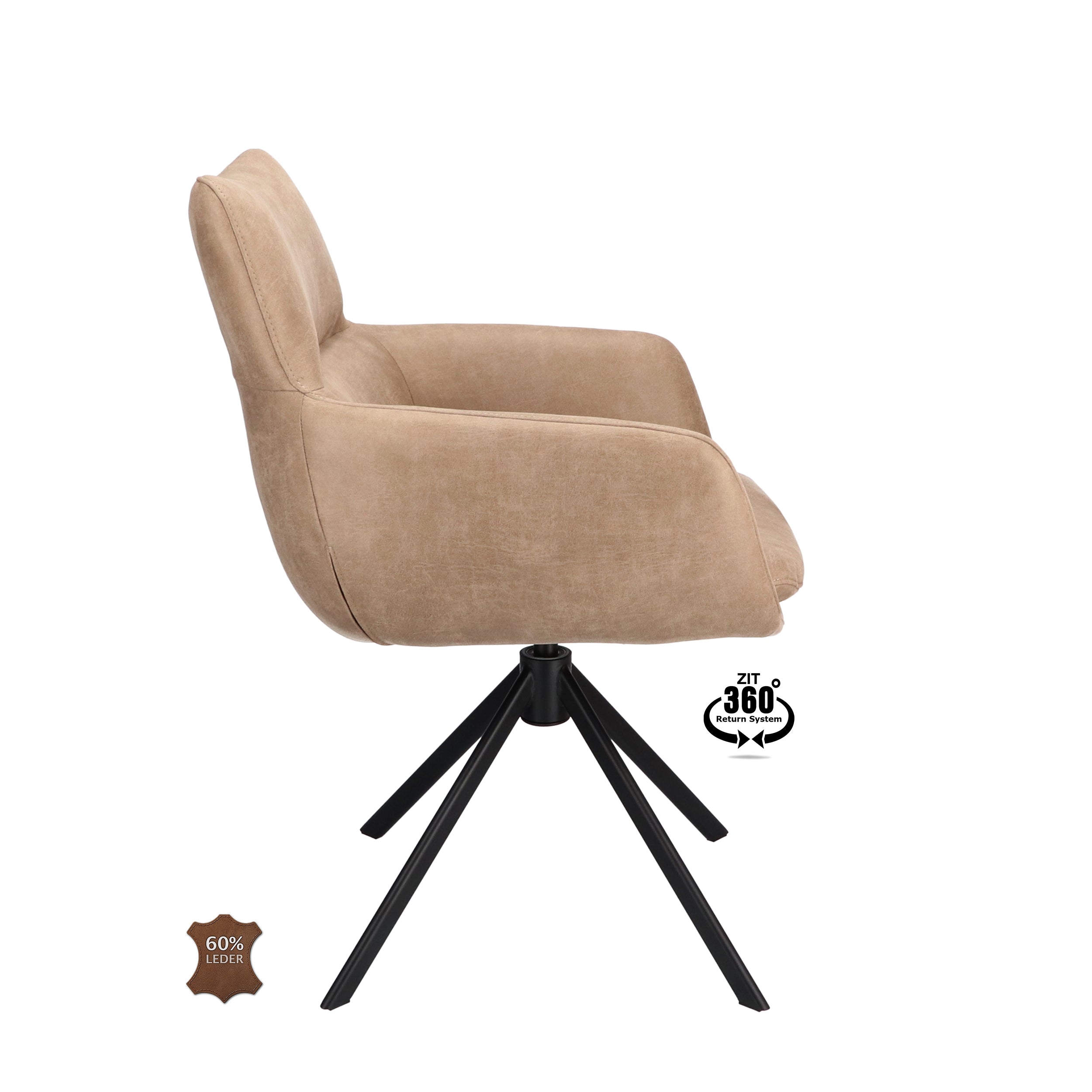 Armstoel Soho Microleder Bull Graphite Leg Black 360° Return-system
