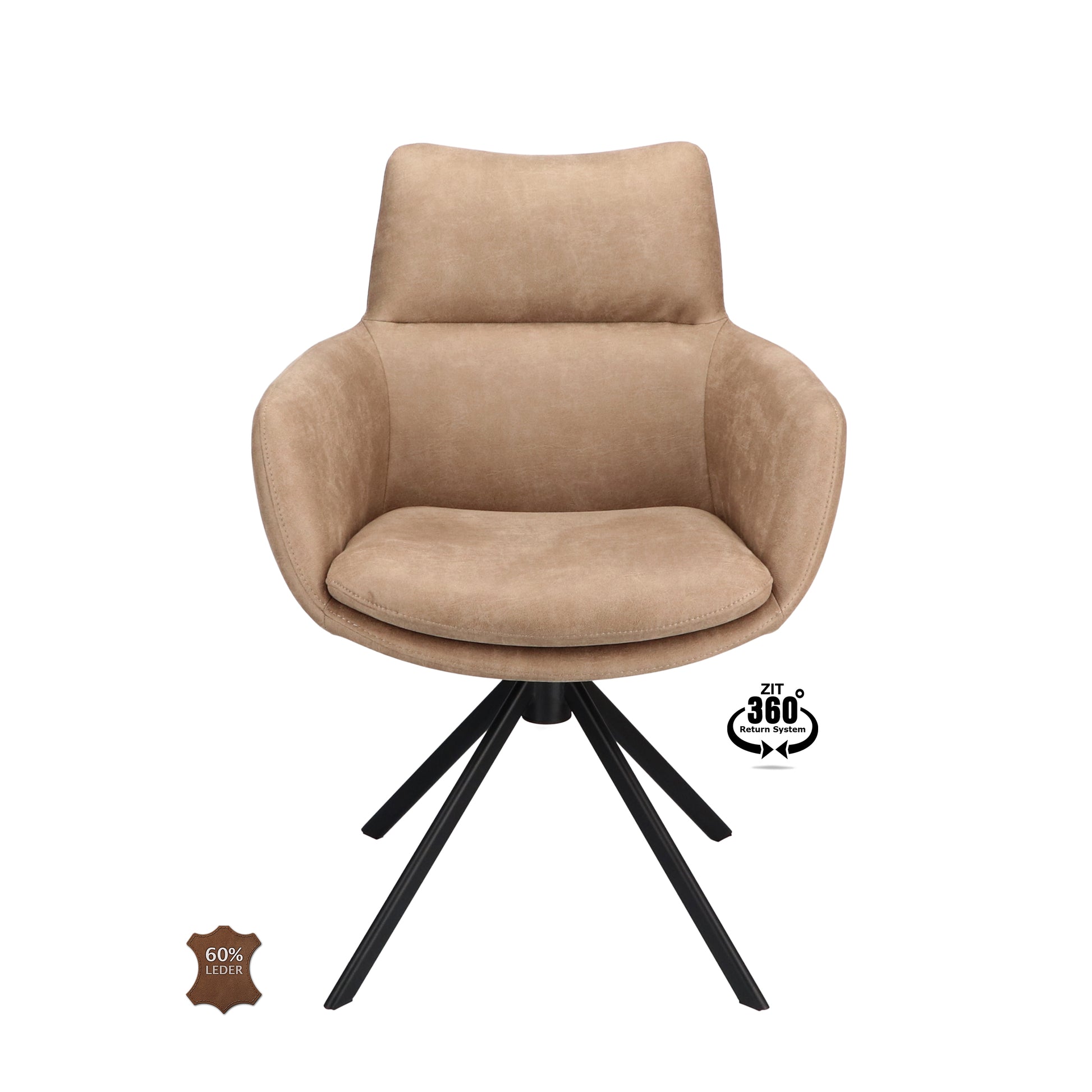 Armstoel Soho Microleder Bull Wood Leg Black 360° Return-system