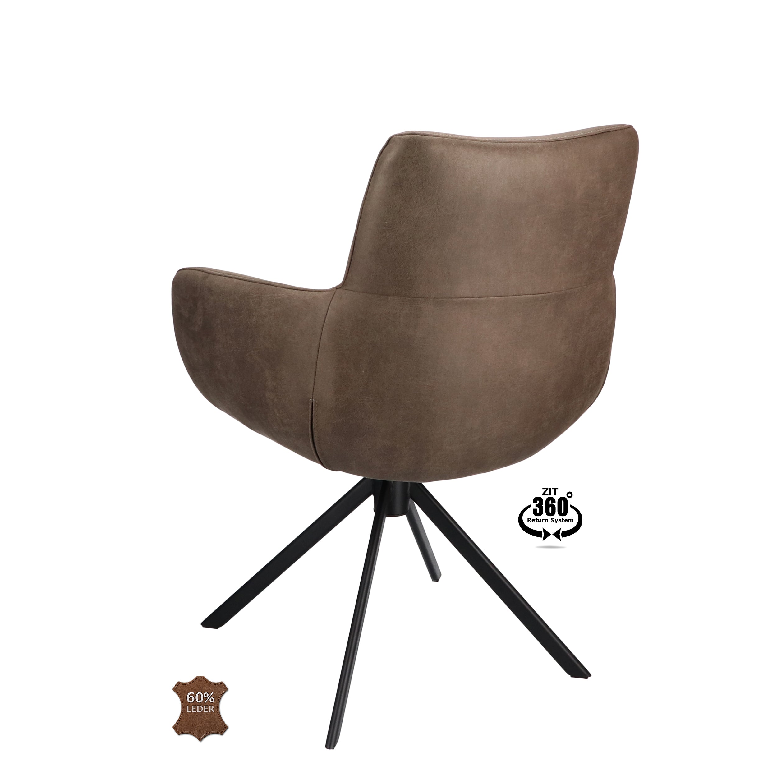 Armstoel Soho Microleder Bull Liver Leg Black 360° Return-system