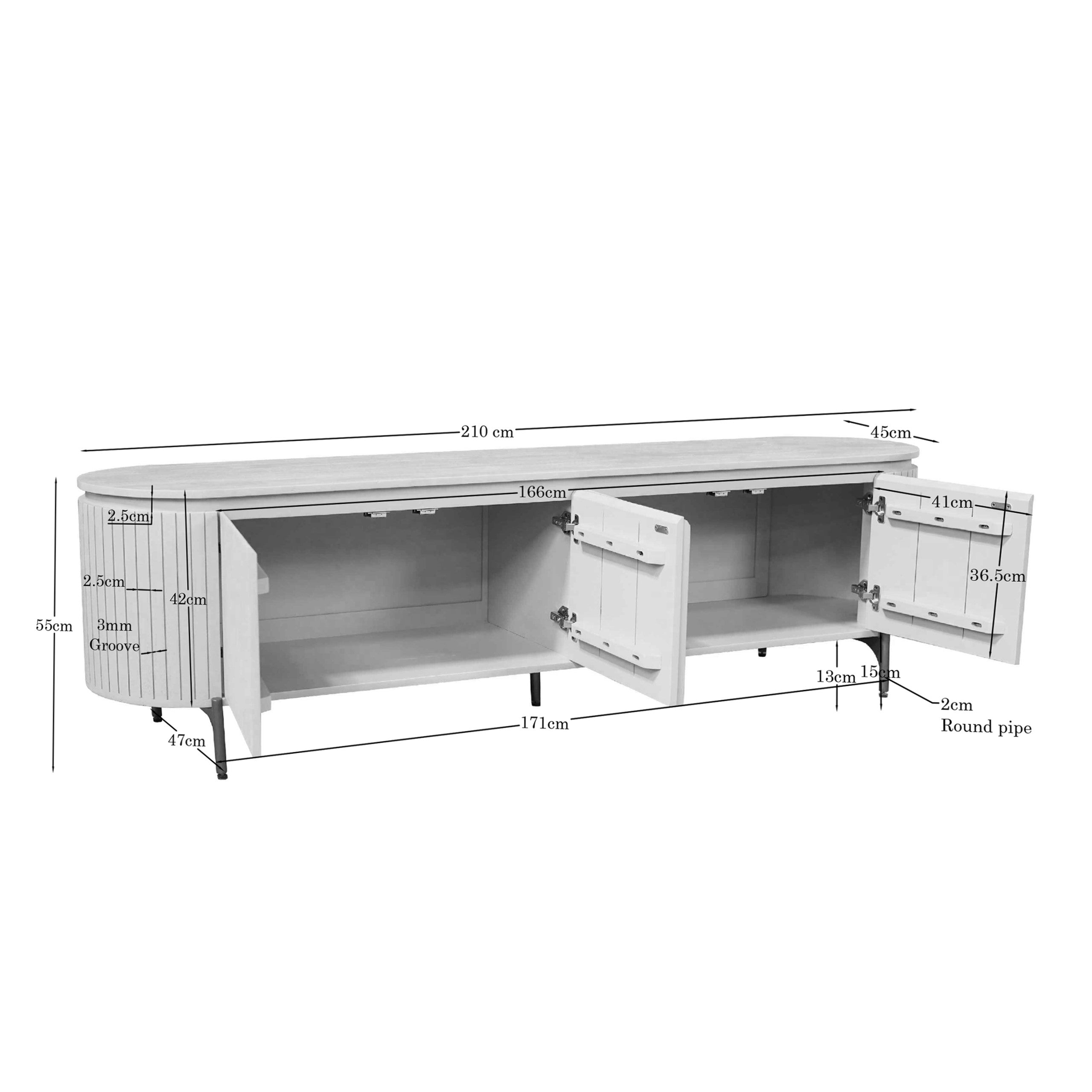 Tv-meubel Solana Bruin Mangohout 210 cm