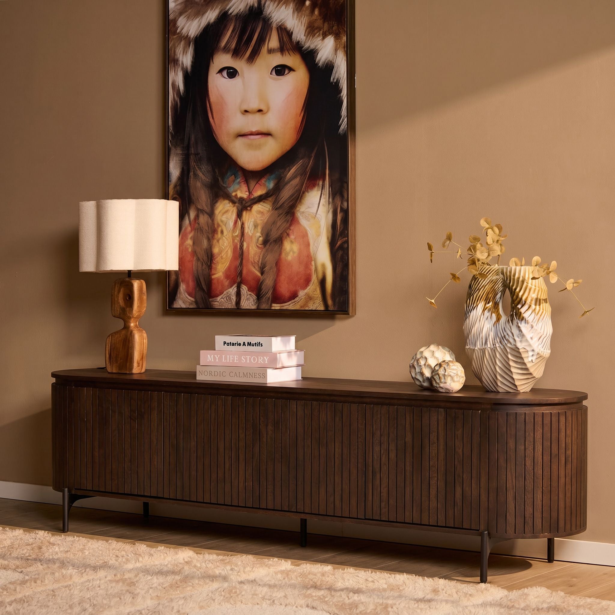 Tv-meubel Solana Bruin Mangohout 210 cm