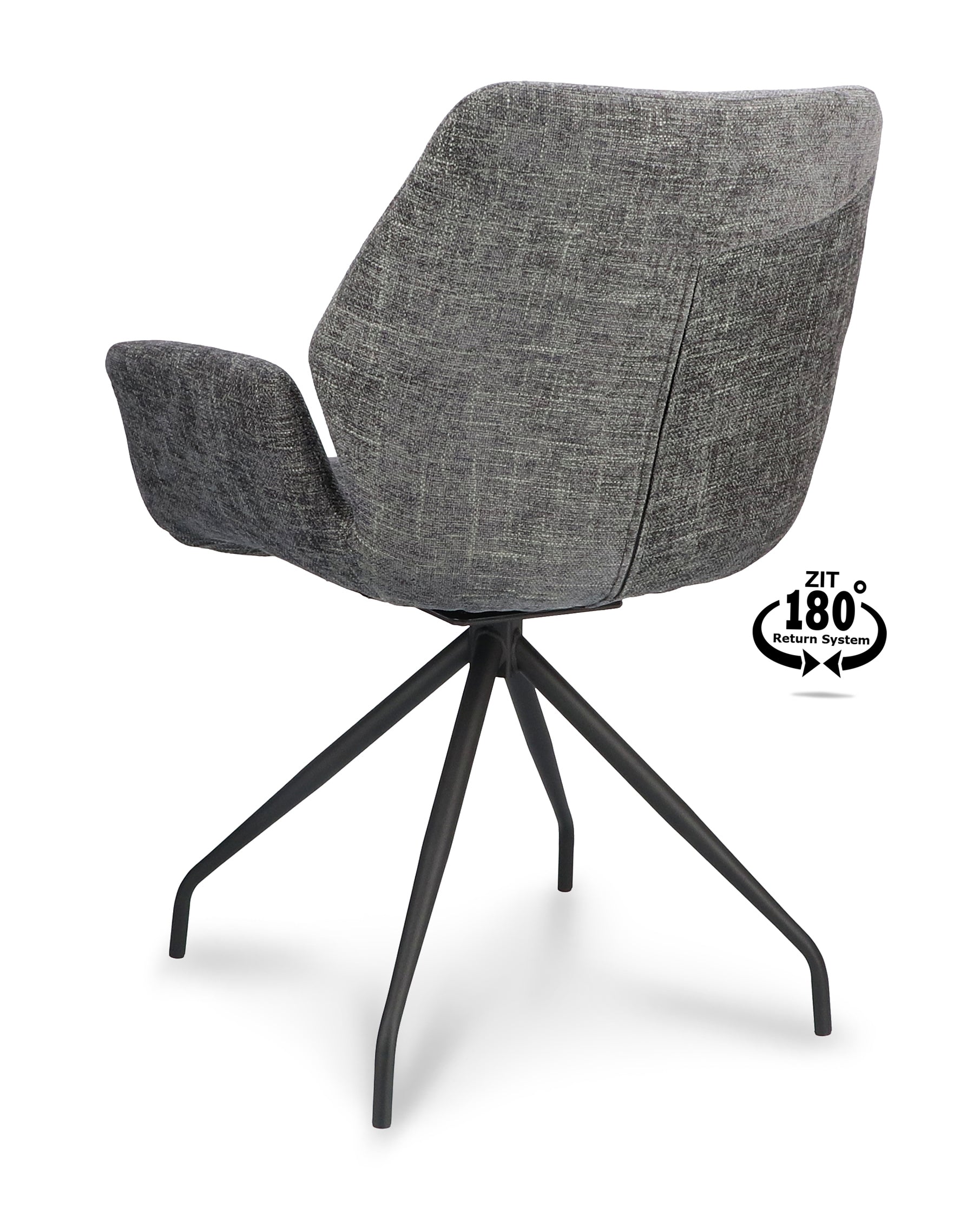 Armstoel Valley Stof Miami Taupe Spider Leg Black 180° Return-system