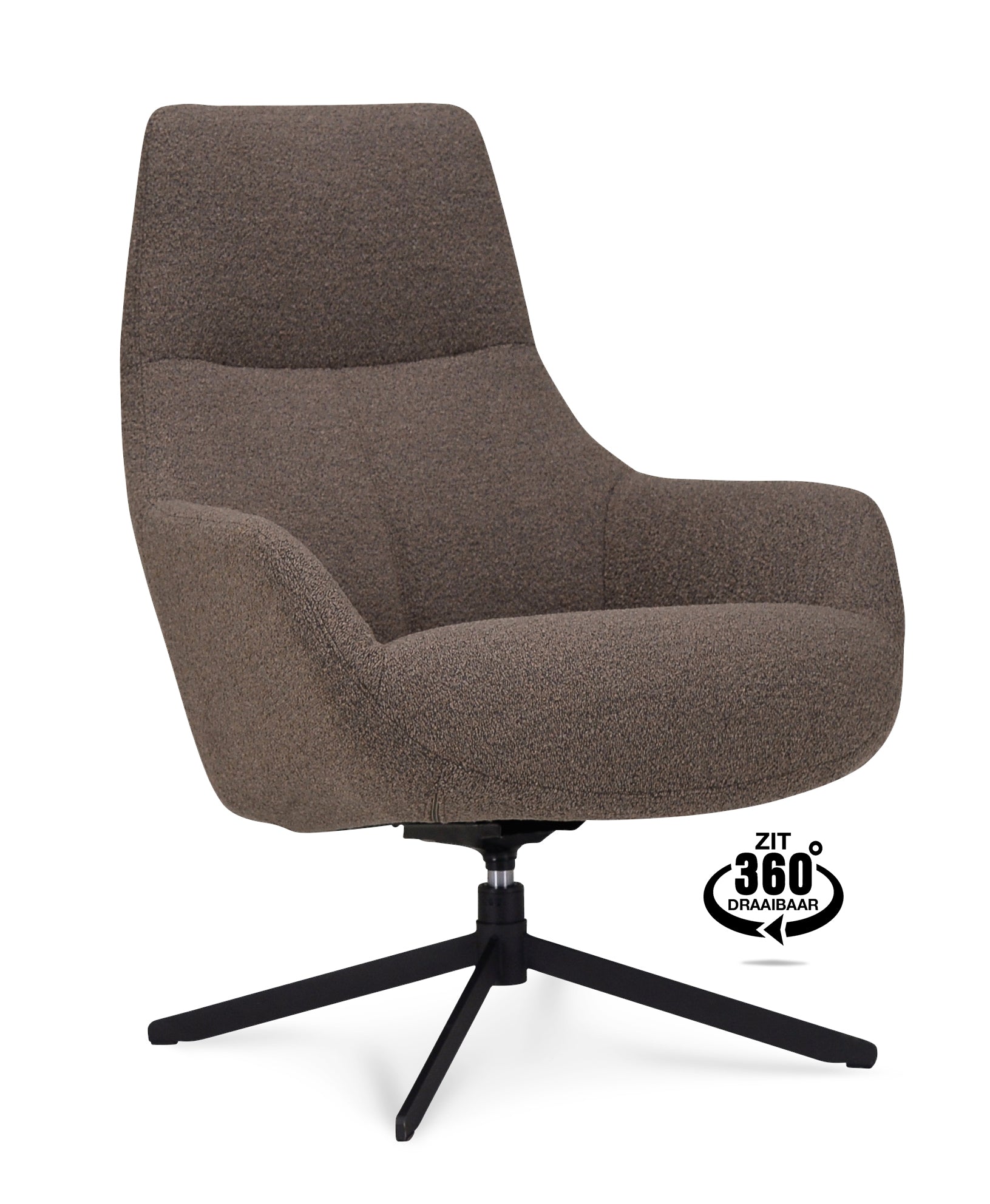 Fauteuil Vancouver Microleder Bull Liver Poot Zwart 360° Draaibaar