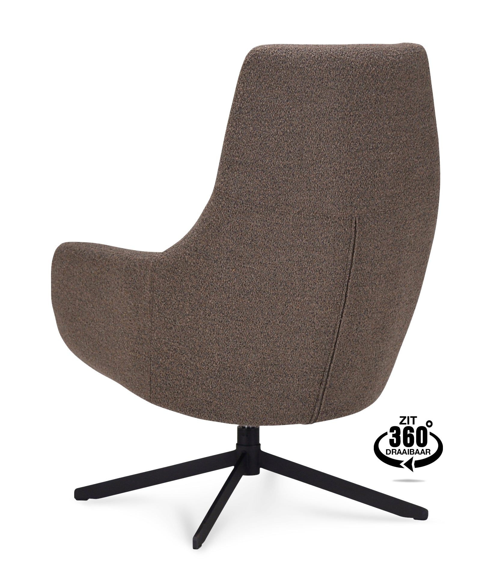 Fauteuil Vancouver Microleder Bull Liver Poot Zwart 360° Draaibaar
