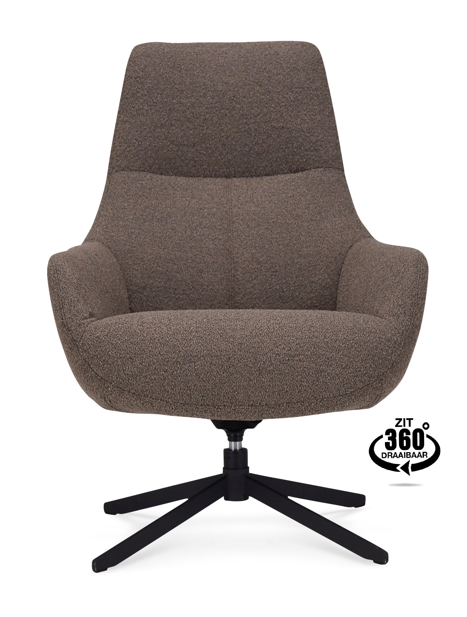 Fauteuil Vancouver Microleder Bull Liver Poot Zwart 360° Draaibaar