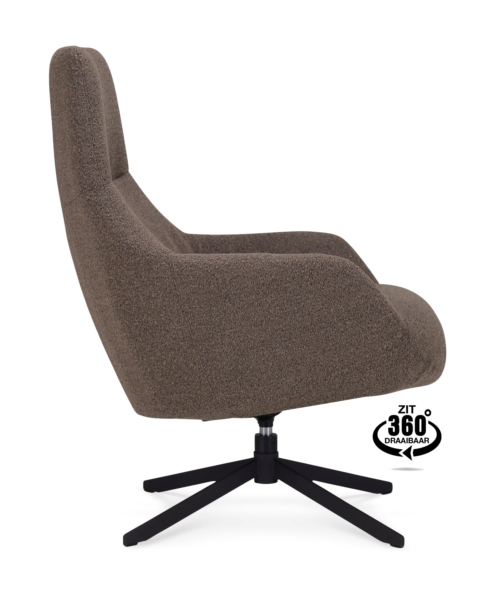 Fauteuil Vancouver Microleder Bull Liver Poot Zwart 360° Draaibaar