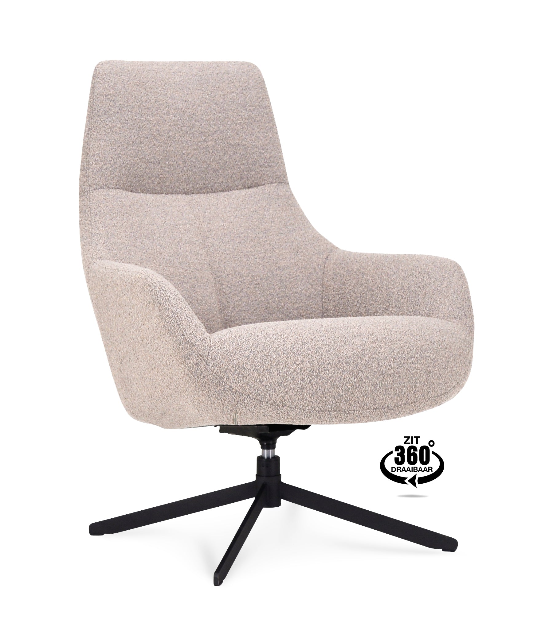 Fauteuil Vancouver Microleder Bull Liver Poot Zwart 360° Draaibaar