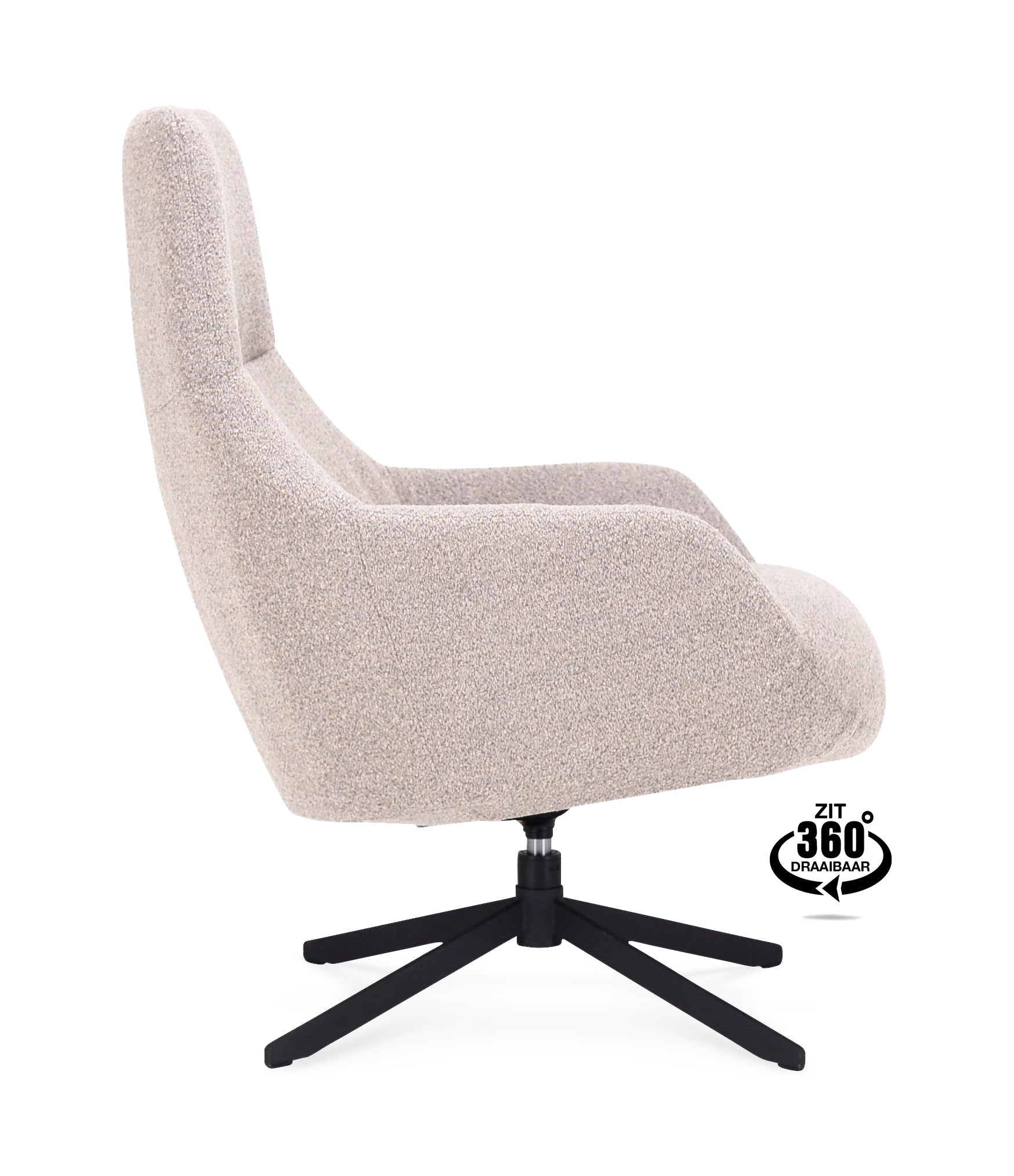 Fauteuil Vancouver Microleder Bull Liver Poot Zwart 360° Draaibaar