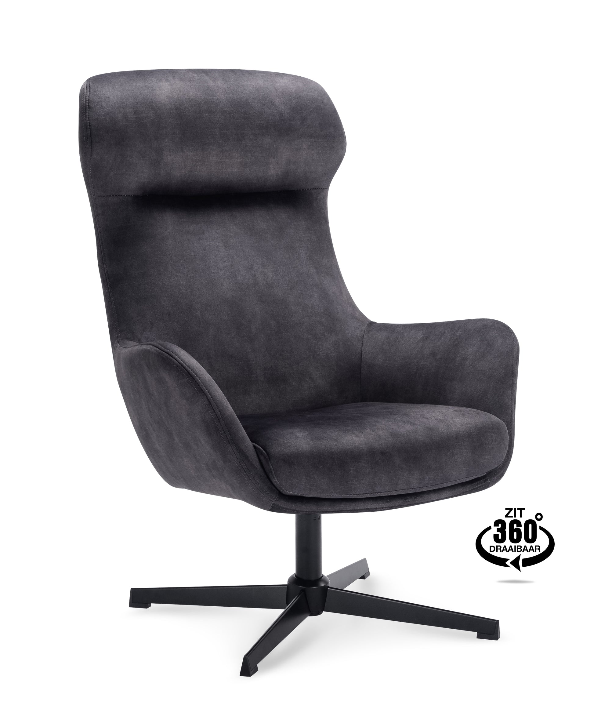 Fauteuil Vienna Stof Adore Hunter Draaivoet Zwart