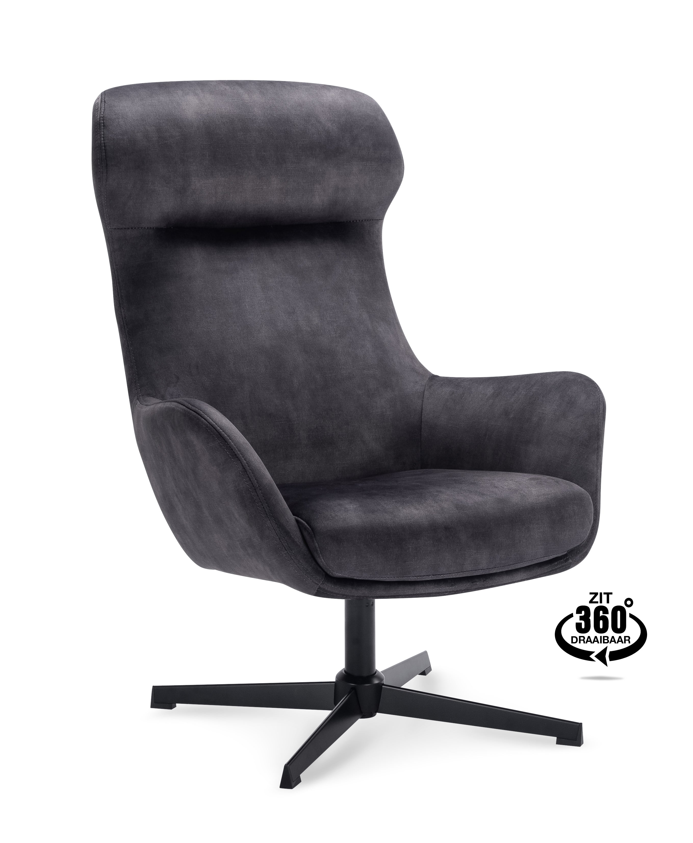 Fauteuil Vienna Stof Adore Hunter Draaivoet Zwart