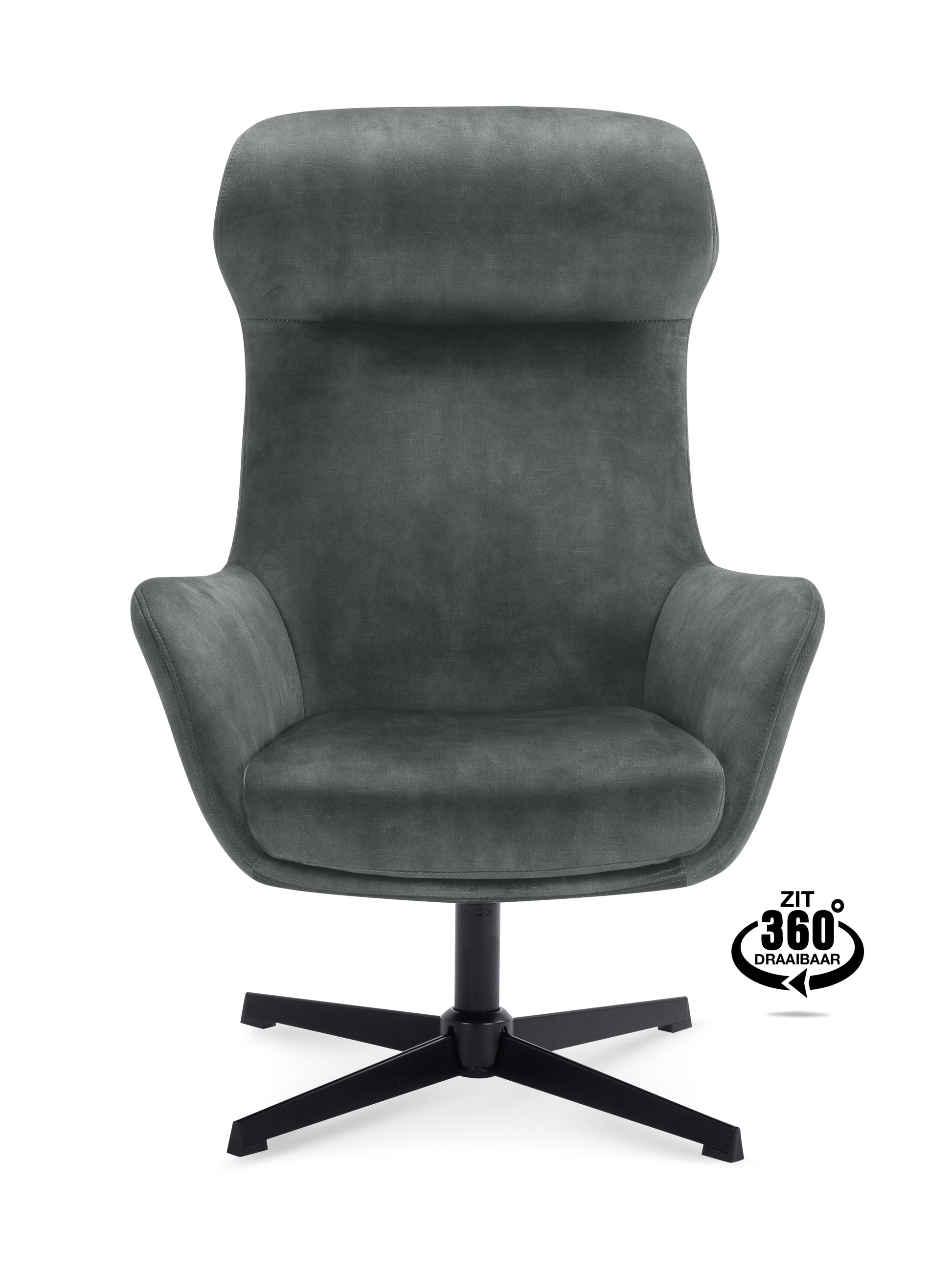 Fauteuil Vienna Stof Adore Anthracite Draaivoet Zwart