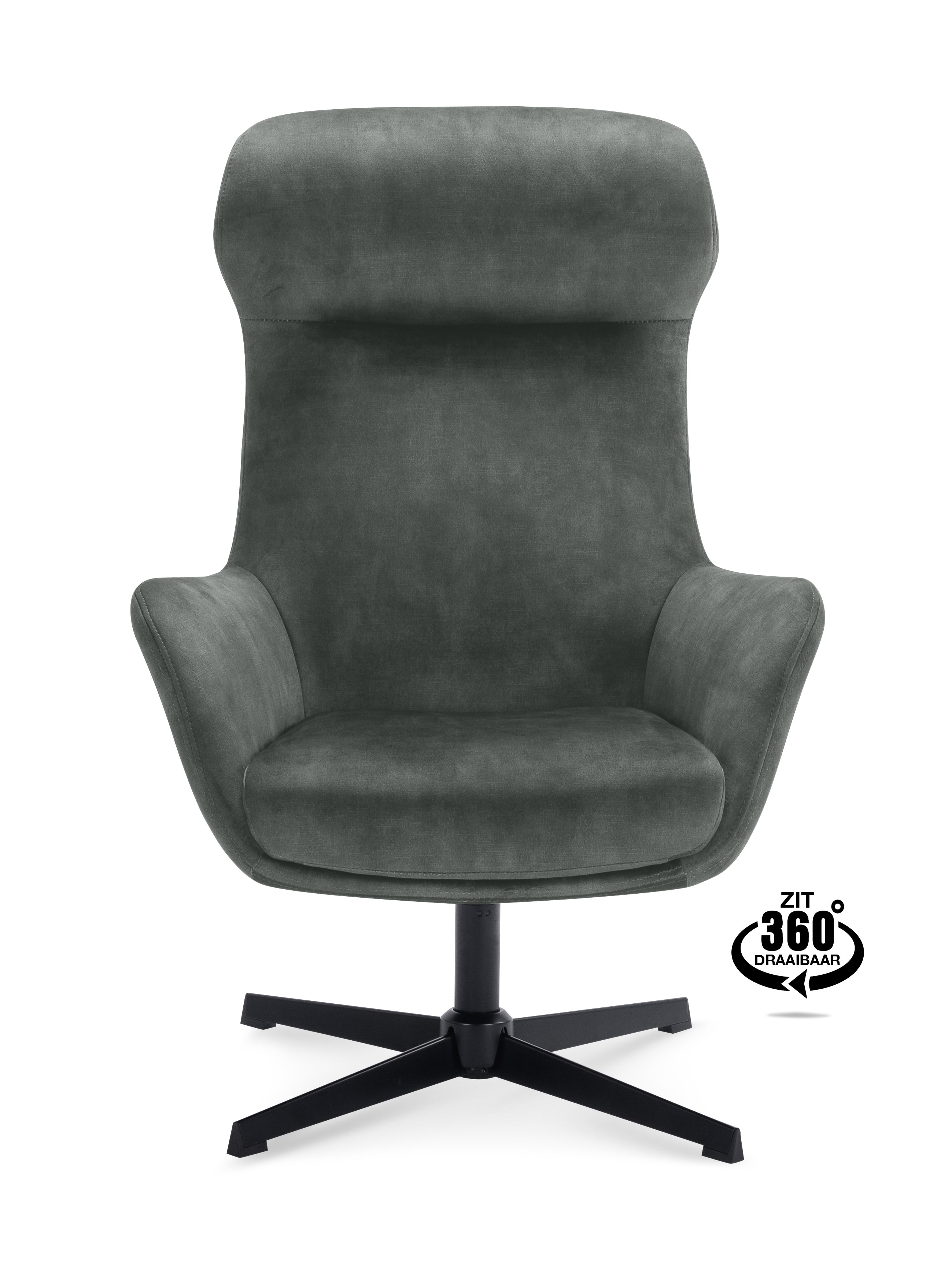 Fauteuil Vienna Stof Adore Anthracite Draaivoet Zwart