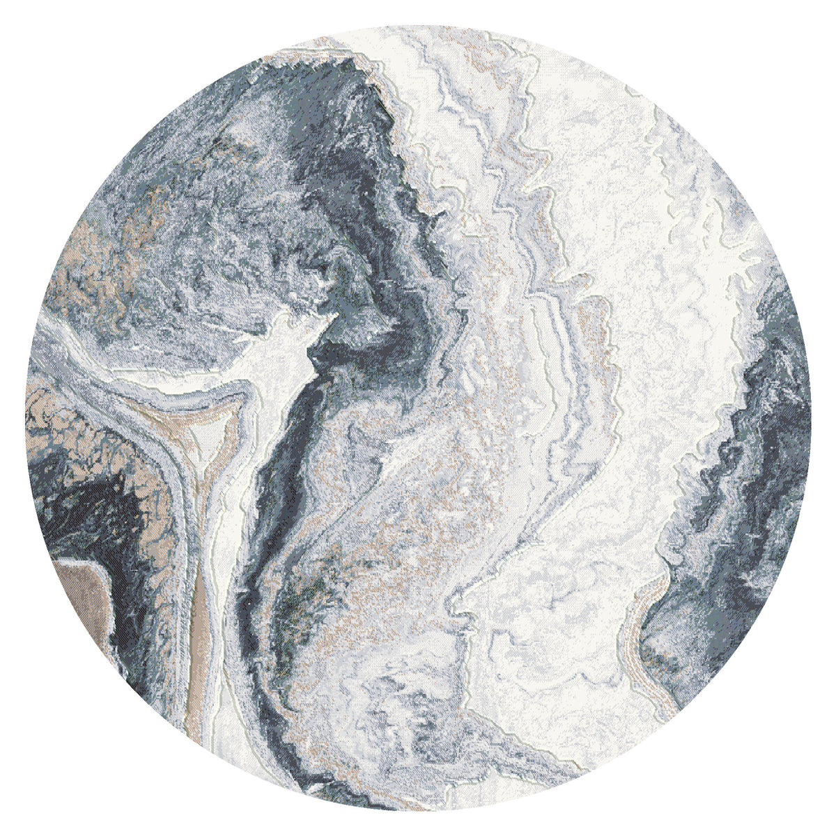 Vloerkleed Aspen Blauw Marmer - Rond