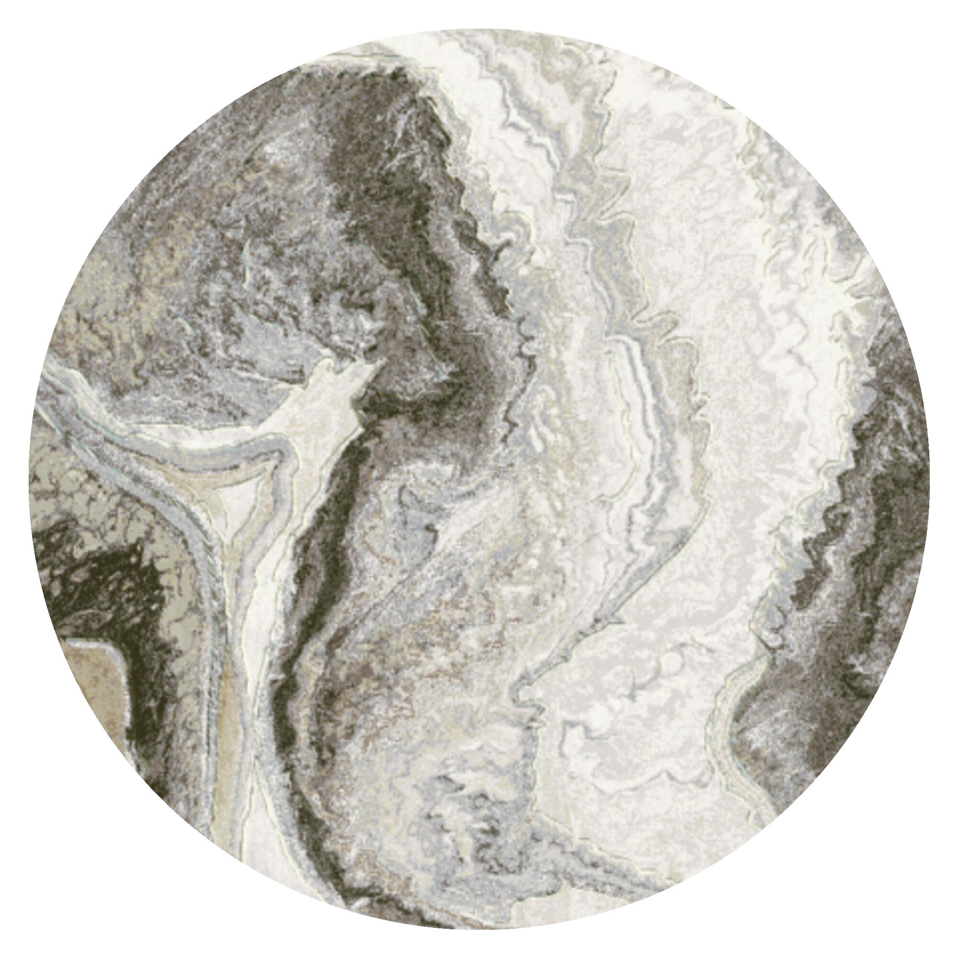 Vloerkleed Aspen Grijs Marmer - Rond