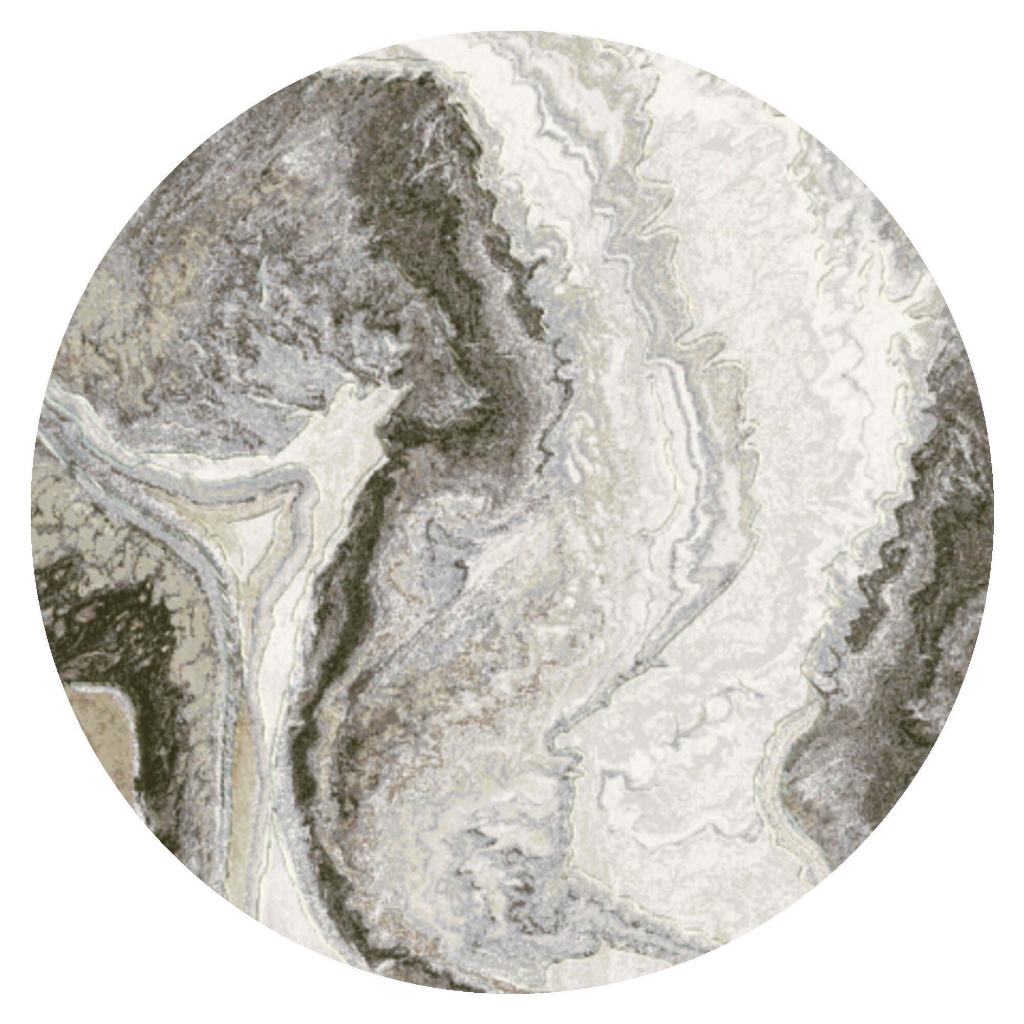 Vloerkleed Aspen Grijs Marmer - Rond