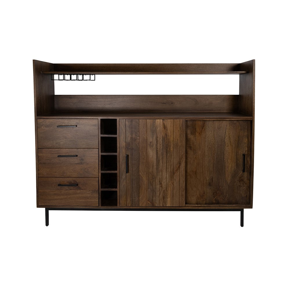 Barkast 160 met 2 schuifdeuren en 3 lades, Mango Brown Walnut – afbeelding 4