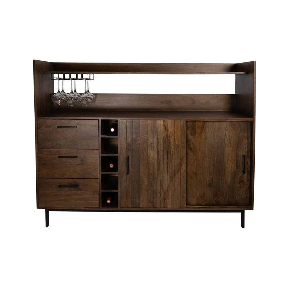 Barkast 160 met 2 schuifdeuren en 3 lades, Mango Brown Walnut – afbeelding 5