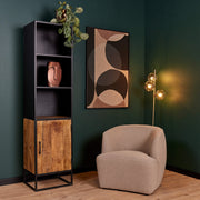 Boekenkast Oakland met deur Zwart Mangohout 50 cm