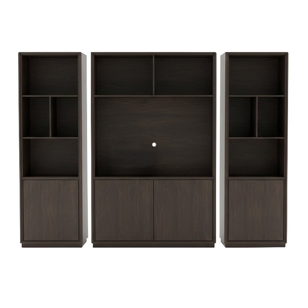 Boekenkast Oulu 75, linksdraaiend met 1 deur en 4 open vakken, Dark Chocolate – afbeelding 3