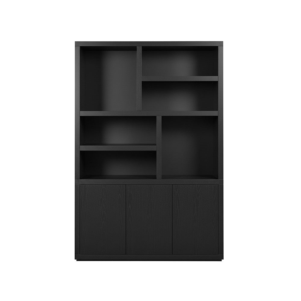 Boekenkast Tampere 160 met 3 deuren en 6 open vakken, Intense Black – afbeelding 2