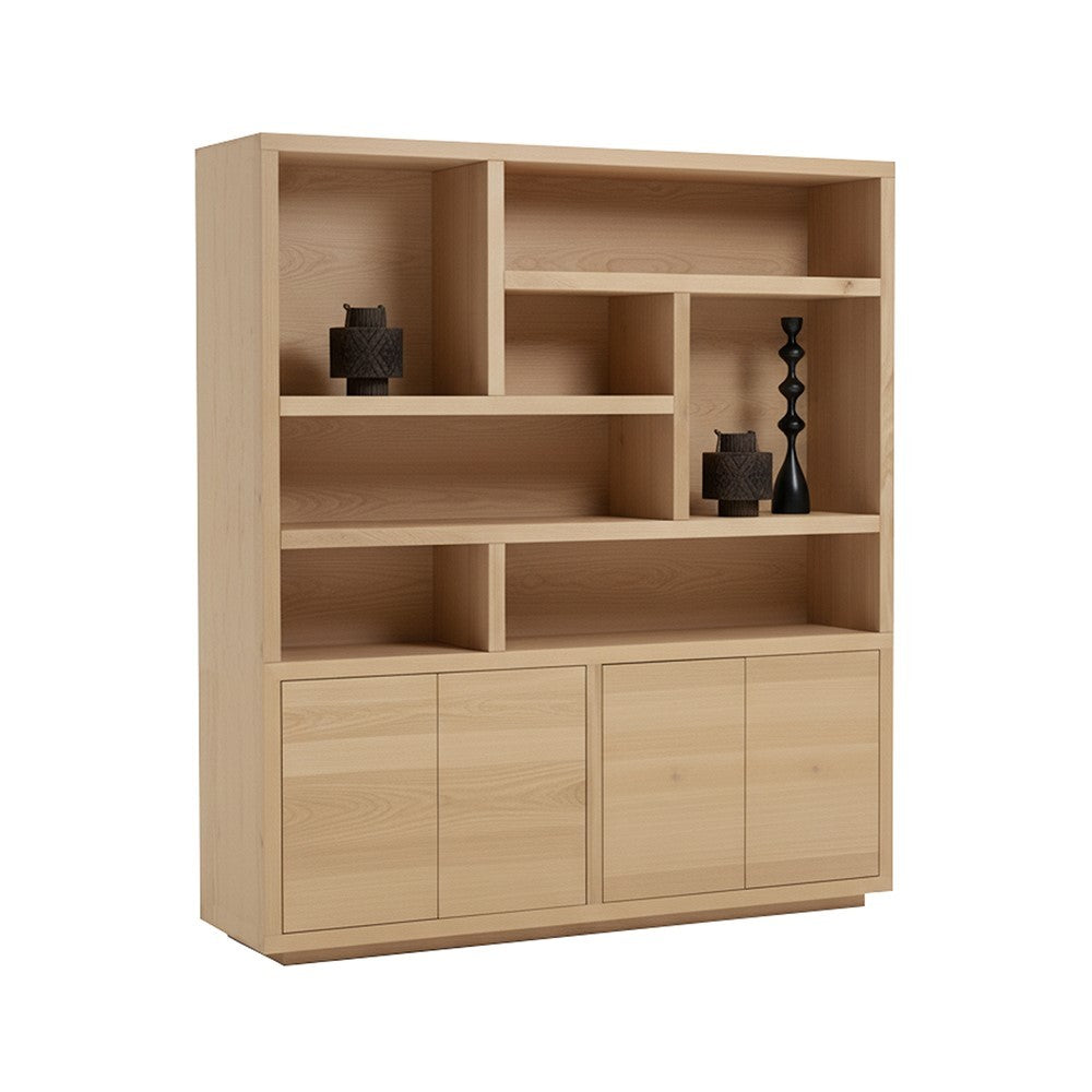 Boekenkast Tampere 200 met 4 deuren en 7 open vakken, Natural Oak