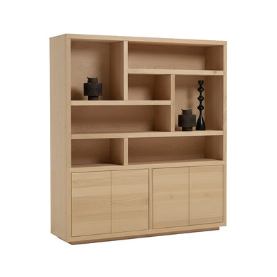 Boekenkast Tampere 200 met 4 deuren en 7 open vakken, Natural Oak