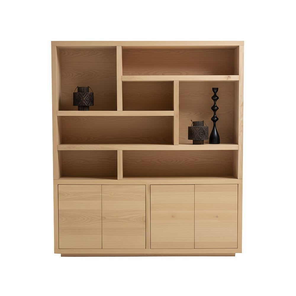 Boekenkast Tampere 200 met 4 deuren en 7 open vakken, Natural Oak – afbeelding 2