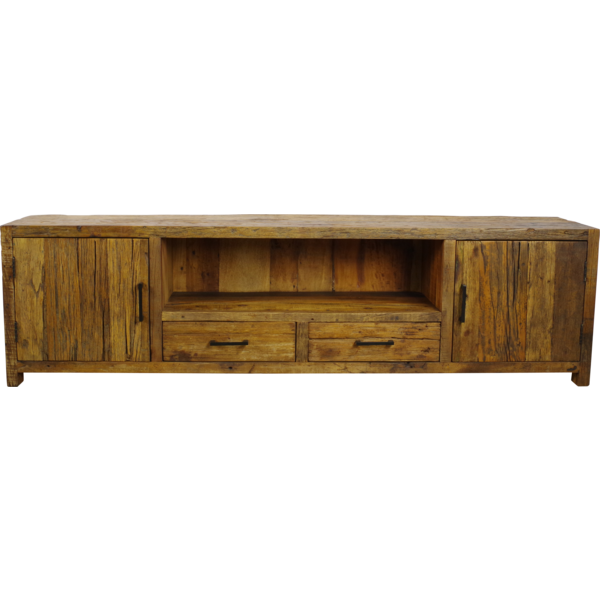 Brent TV-meubel 200 cm — Massief gerecycled reclaim hout — De Friese Meubeljongens