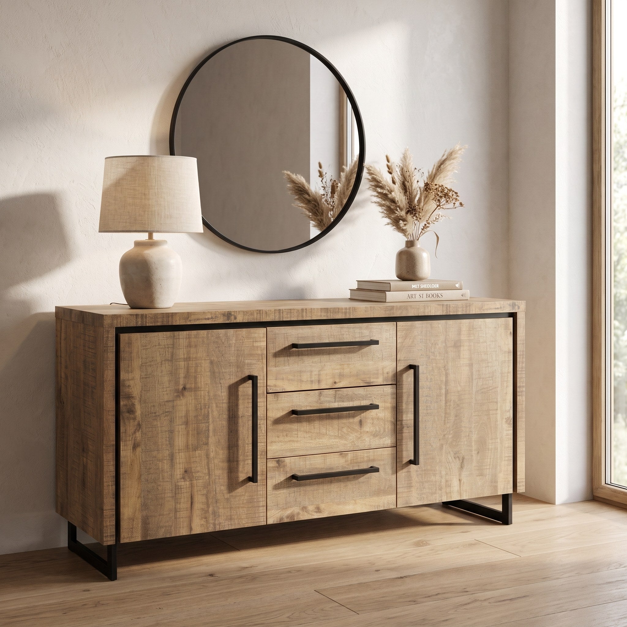 Dressoir Charly 172 cm in mango Lamulux in een moderne woonkamer