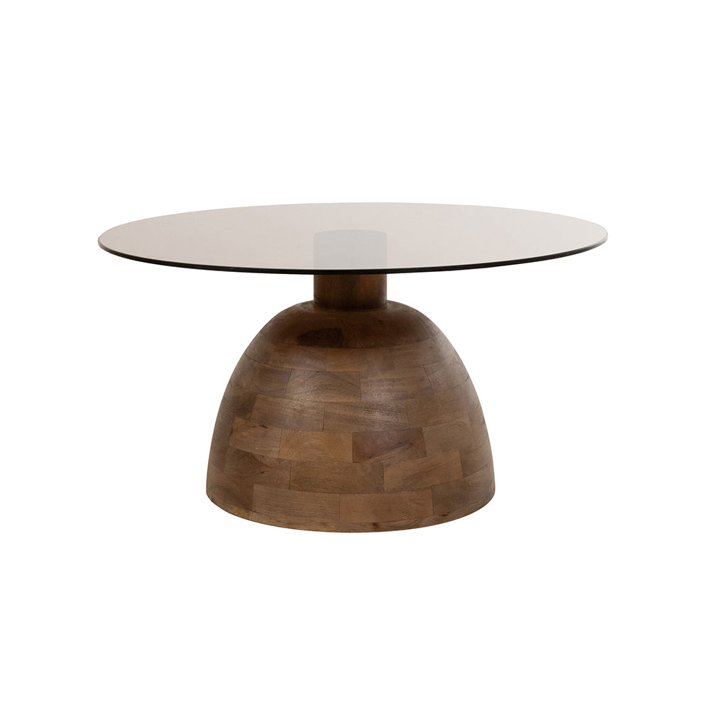 Christian salontafel Ø78, H42, Brown Walnut, Smoke glass