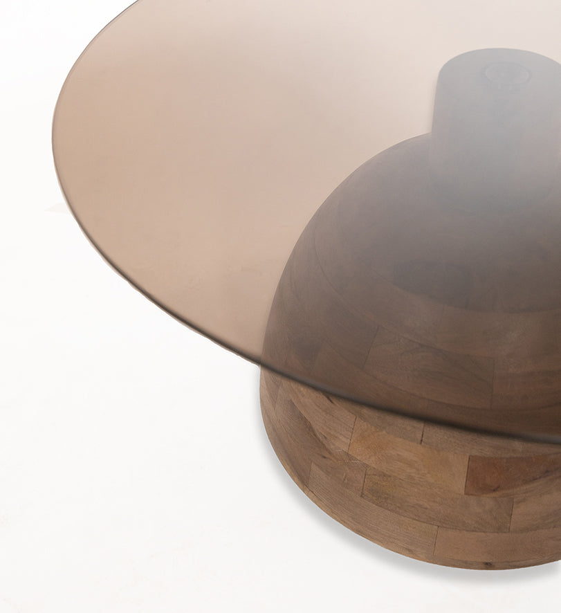 Christian salontafel Ø78, H42, Brown Walnut, Smoke glass