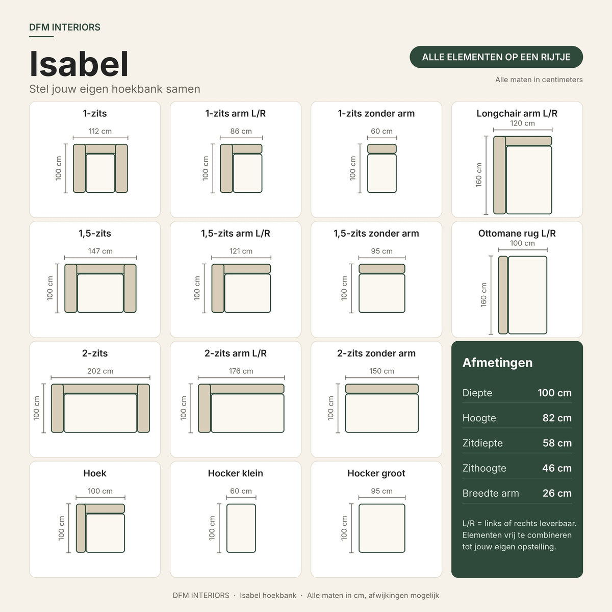 Elementenbank Isabel – modulaire hoekbank