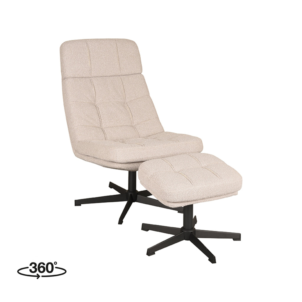 Draaifauteuil Alvar + Ottomane 53x57x83 cm