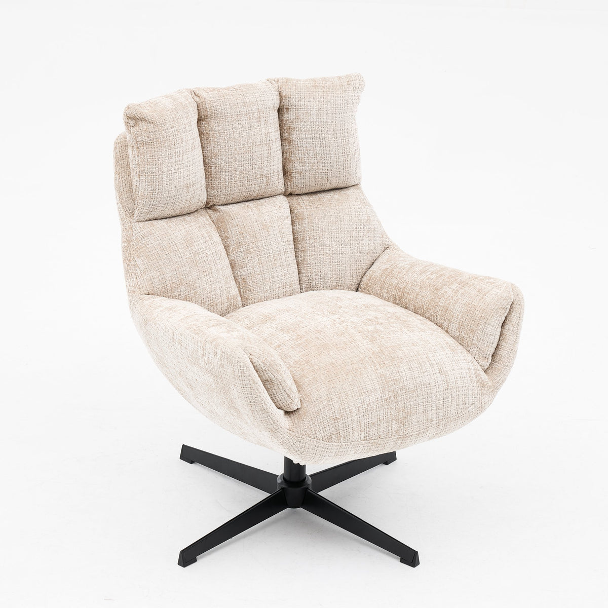 Draaifauteuil Janna beige van opzij naar voren gezien