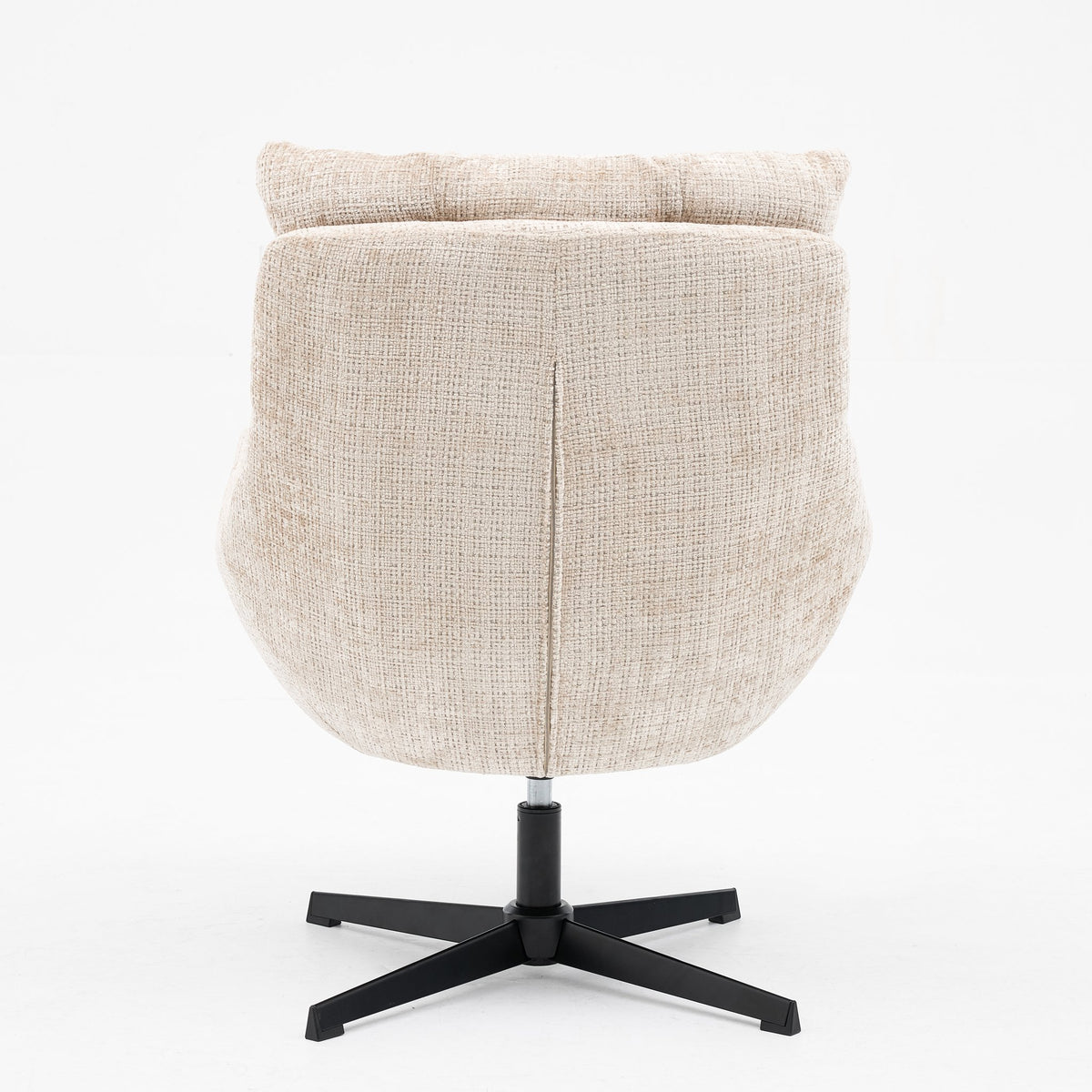 Achterkant van draaifauteuil Janna in beige Cremona stof
