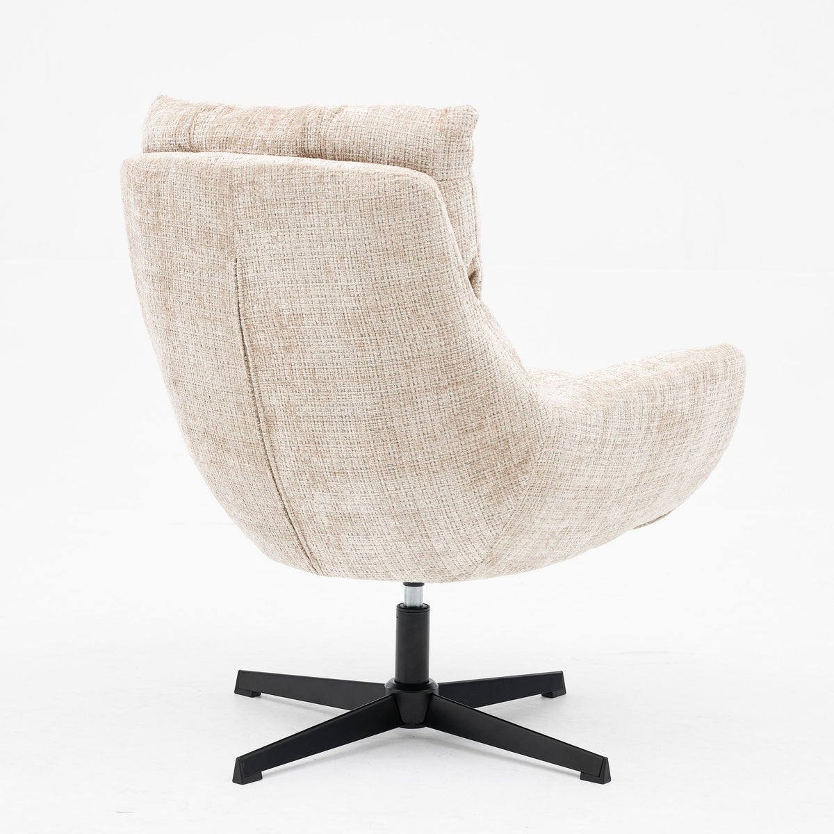 Draaifauteuil Janna beige schuin achteraanzicht