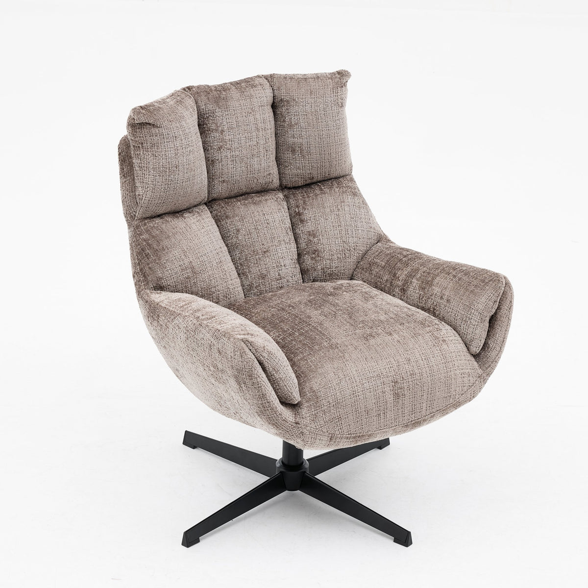 Draaifauteuil Janna taupe van opzij naar voren gezien