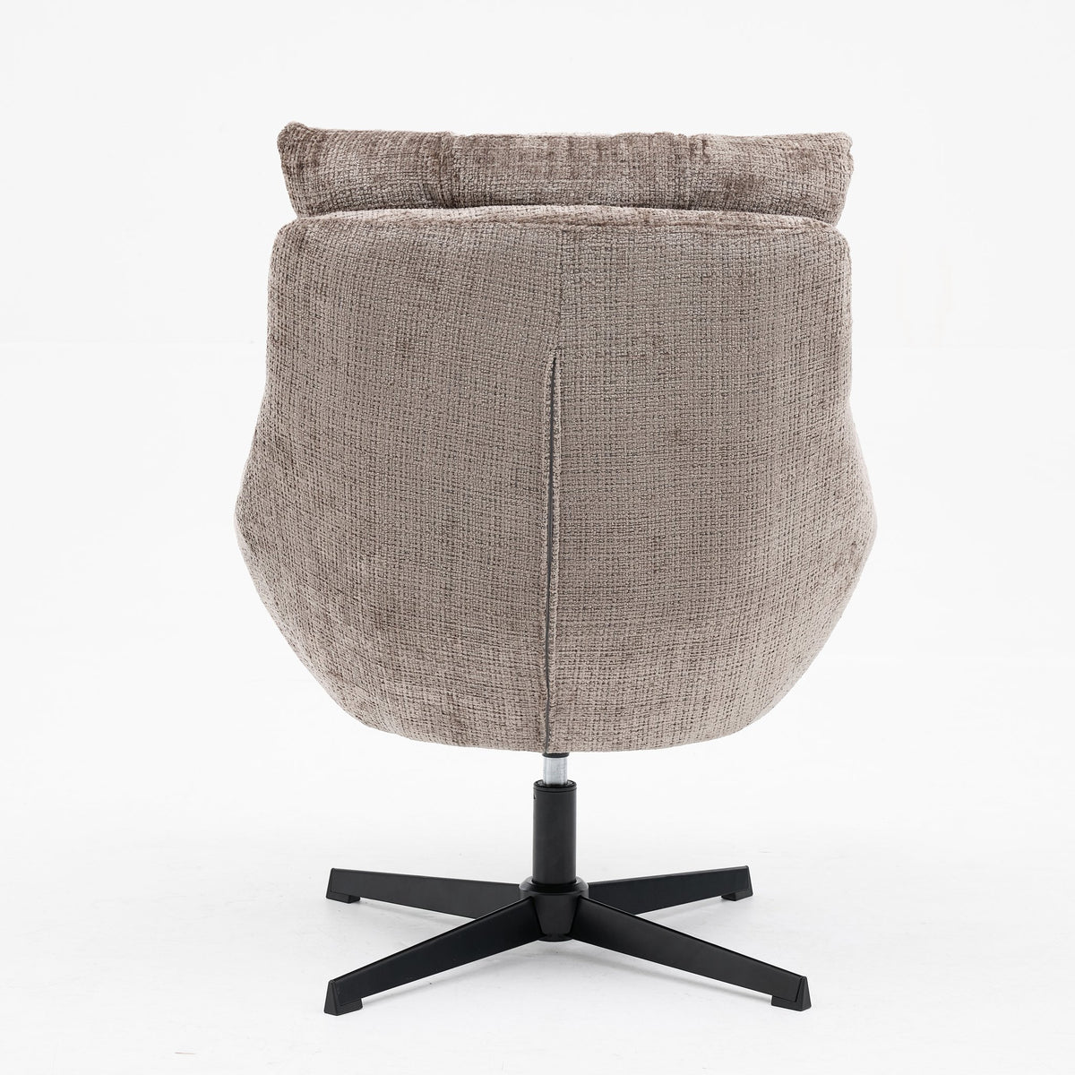 Achterkant van draaifauteuil Janna in taupe Cremona stof