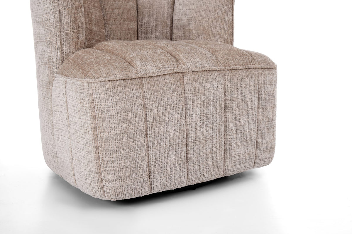 Draaifauteuil Louis Beige (Cremona 14) – detail kanaalstiksels en bies
