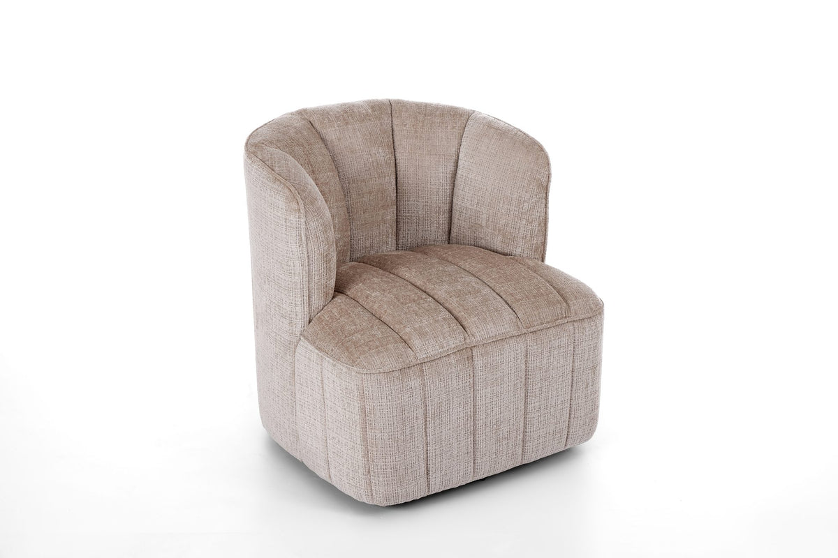 Draaifauteuil Louis Beige (Cremona 14) – schuin zijaanzicht