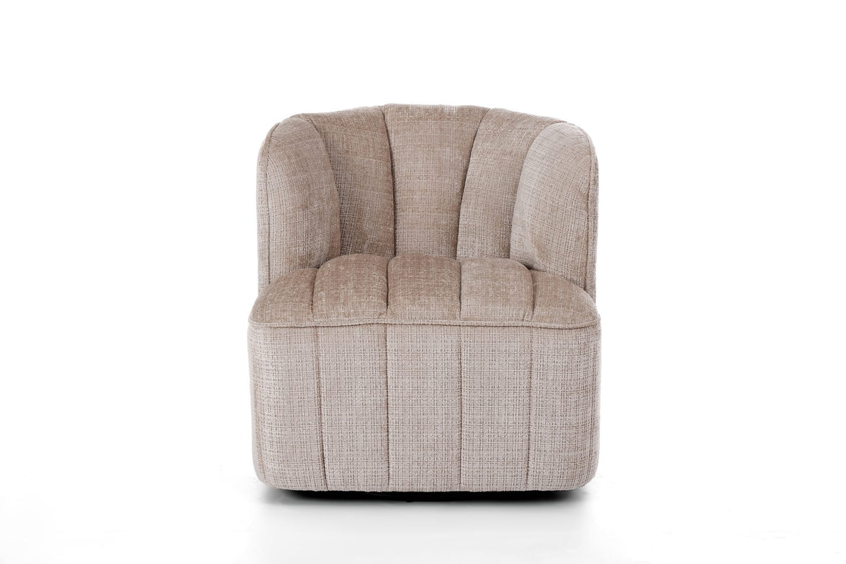 Draaifauteuil Louis Beige (Cremona 14) – vooraanzicht met kanaalstiksels