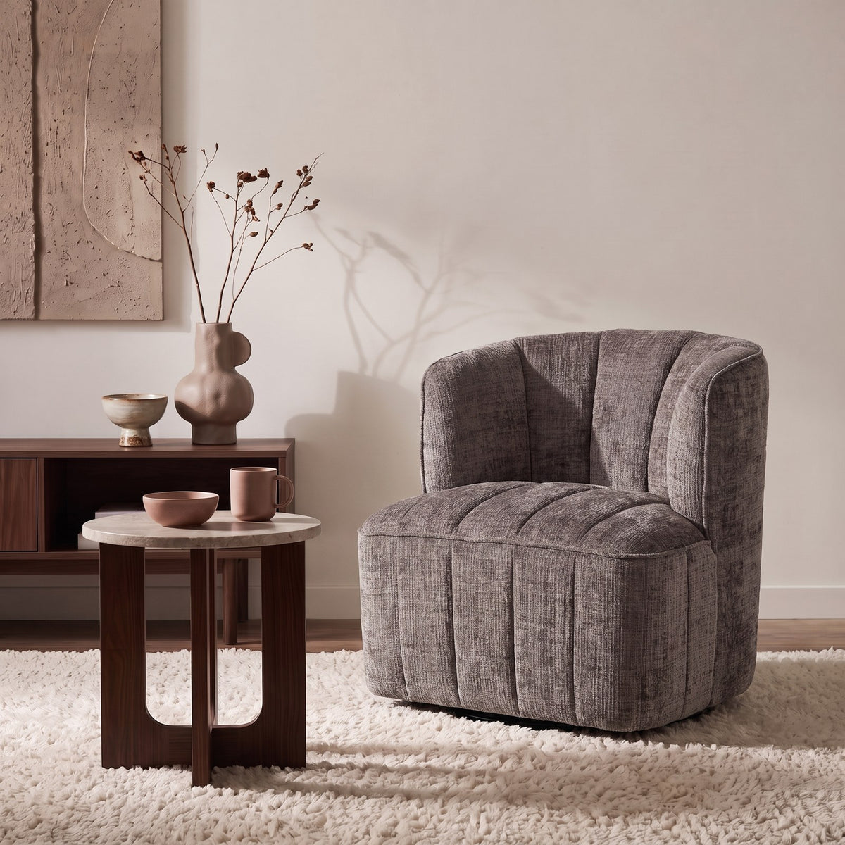 Draaifauteuil Louis Taupe (Cremona 24) – sfeerfoto in woonkamer