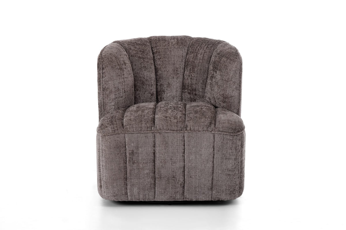 Draaifauteuil Louis Taupe (Cremona 24) – vooraanzicht met kanaalstiksels