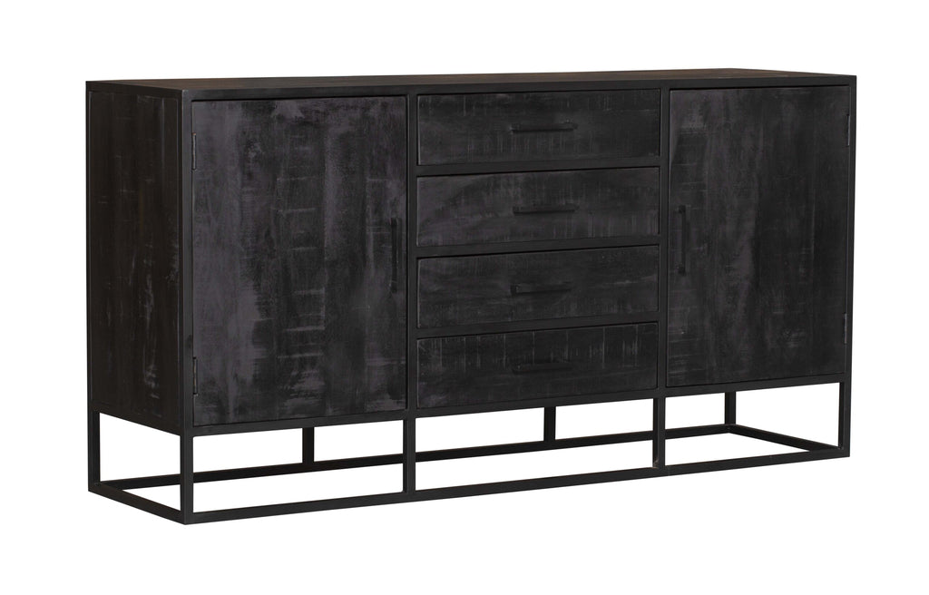 Dressoir Denver Black 165 cm | Mangohout en staal