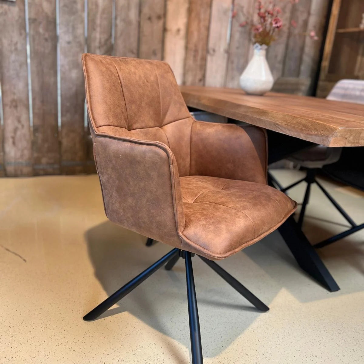 Eetkamerstoel Dublin - Microstof Cognac