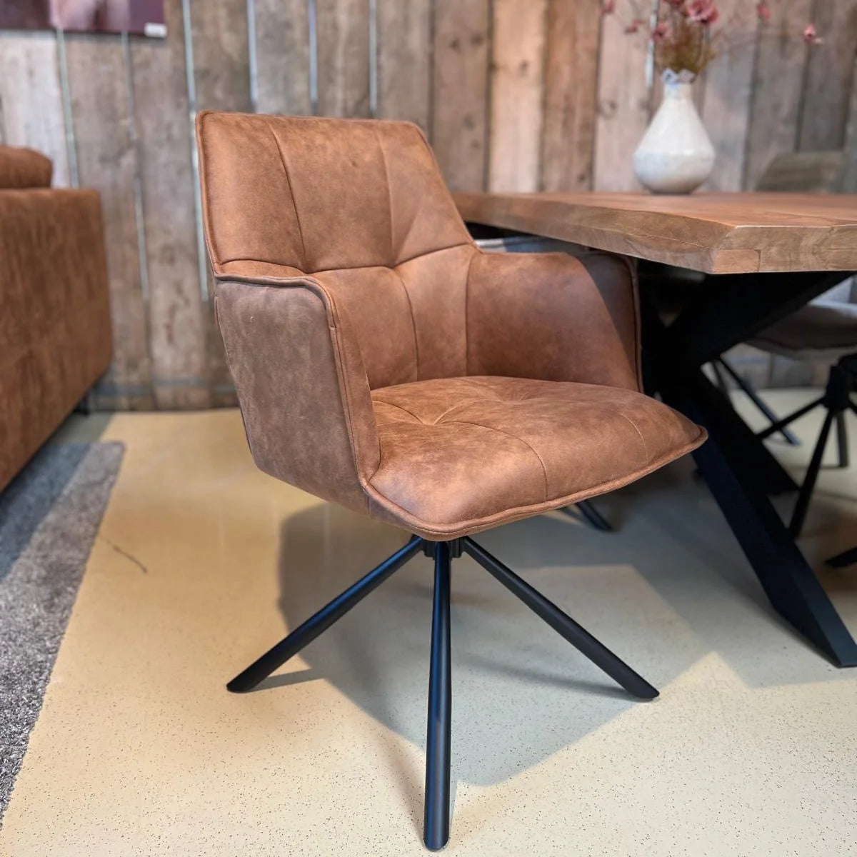 Eetkamerstoel Dublin - Microstof Cognac