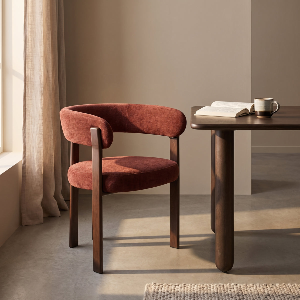 Eetkamerstoel Rose - Burgundy met armleuning